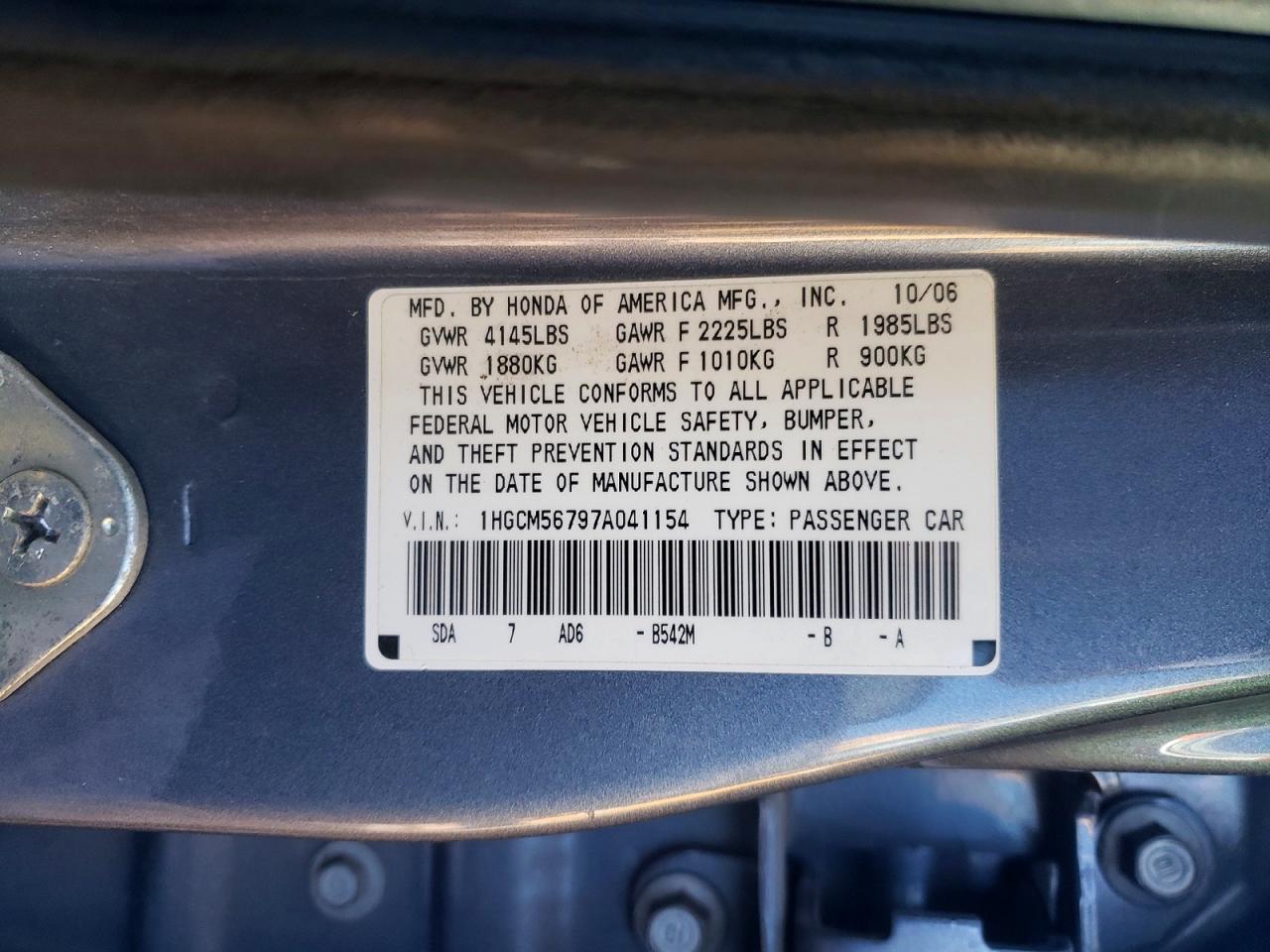 2007 HONDA ACCORD