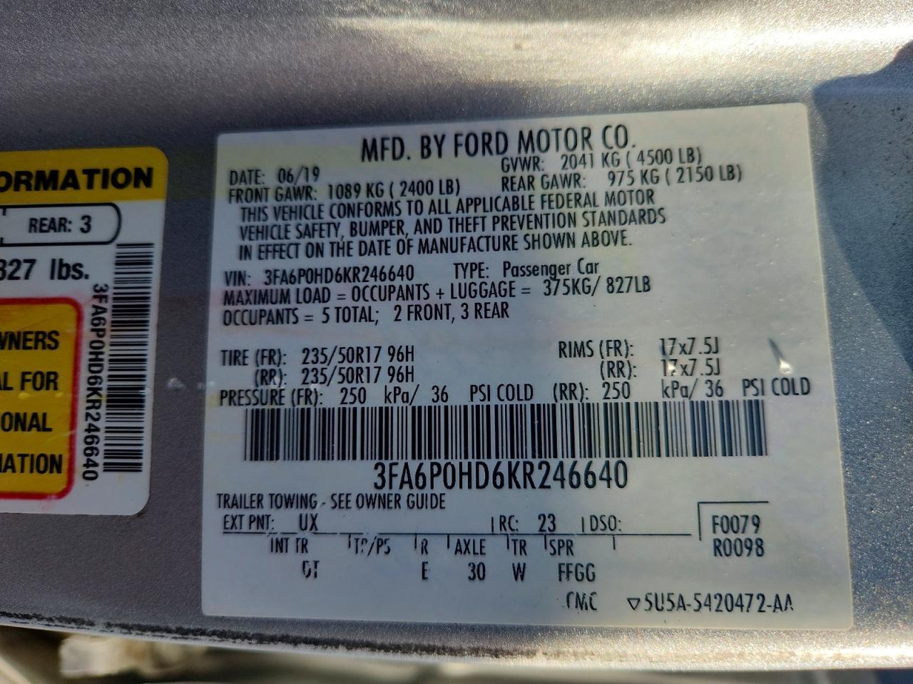 2019 FORD FUSION