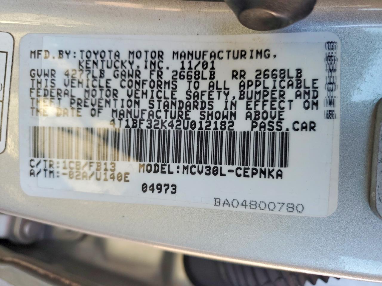2002 TOYOTA CAMRY