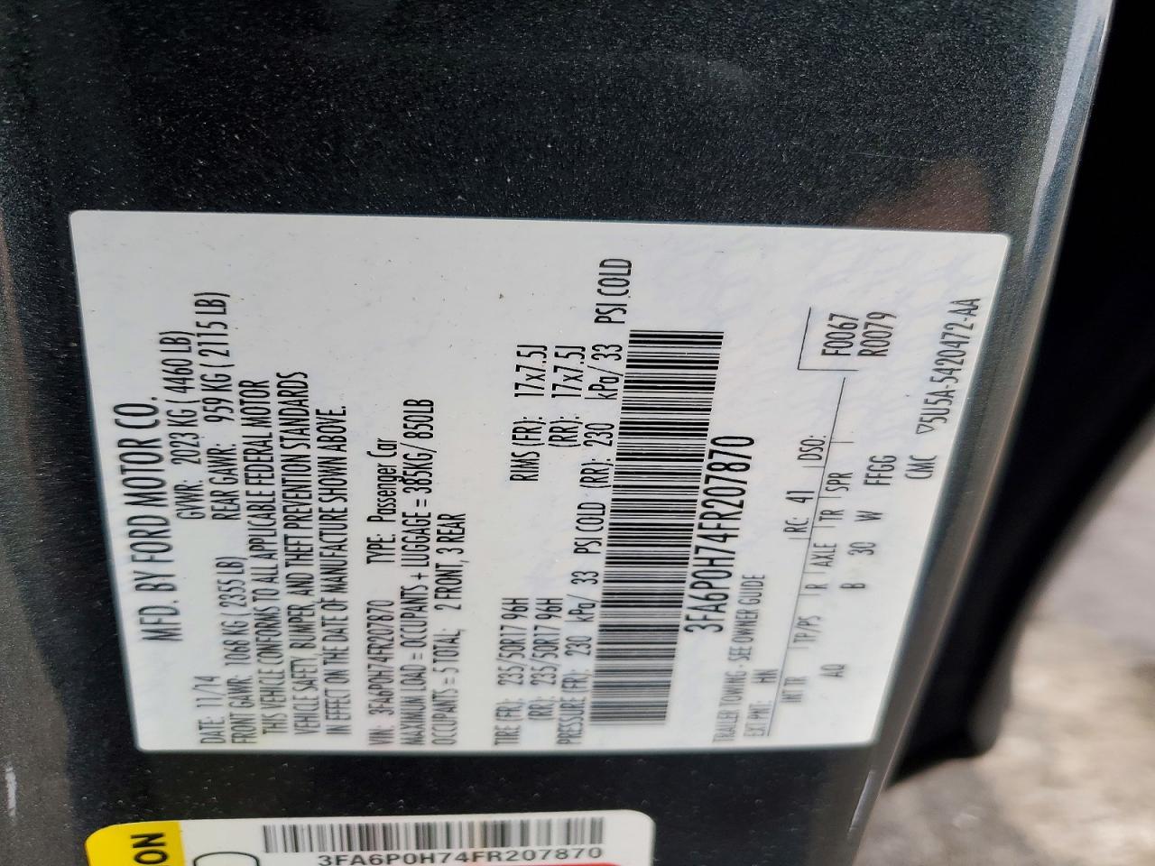 2015 FORD FUSION