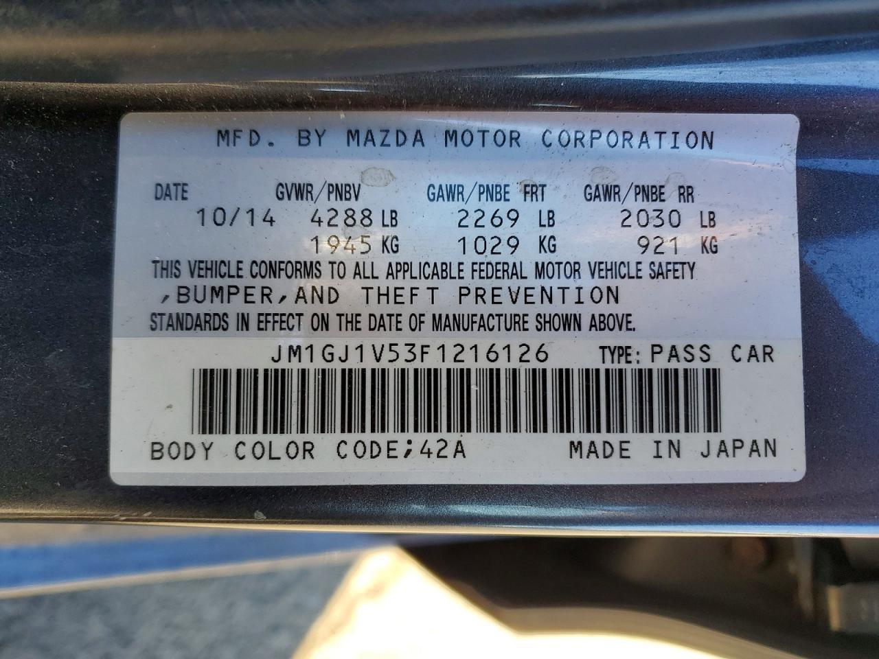 2015 MAZDA 6