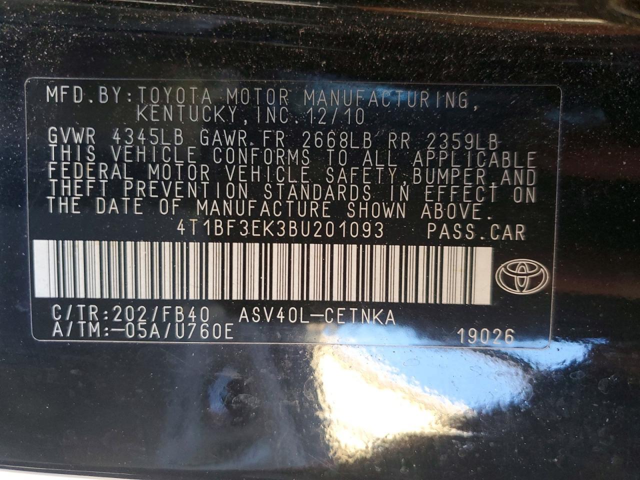 2011 TOYOTA CAMRY