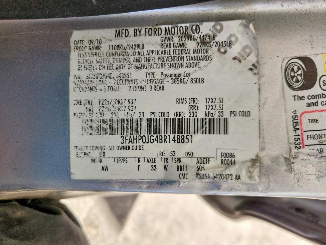 2011 FORD FUSION