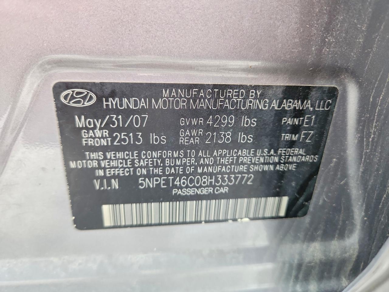 2008 HYUNDAI SONATA