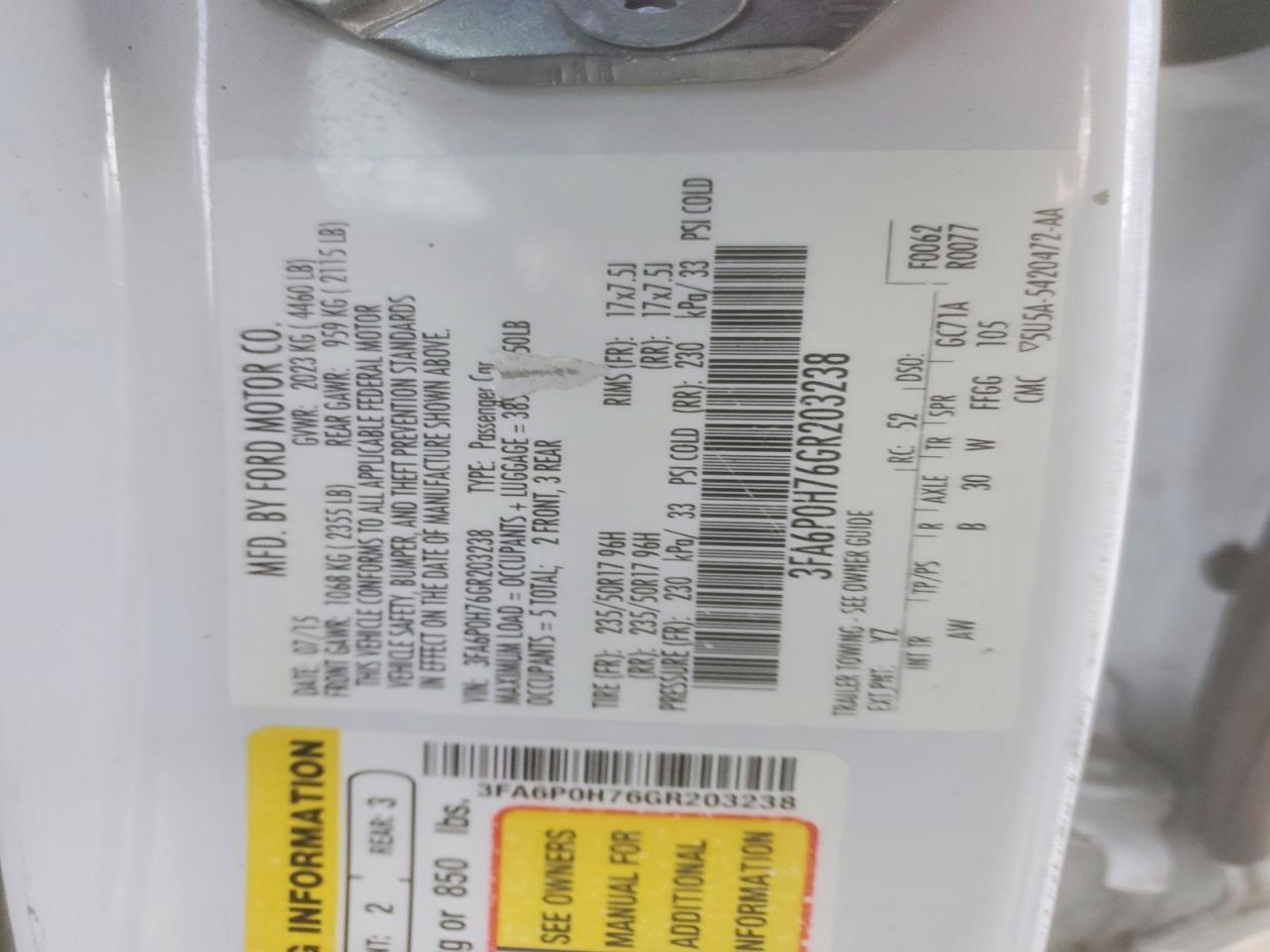 2016 FORD FUSION
