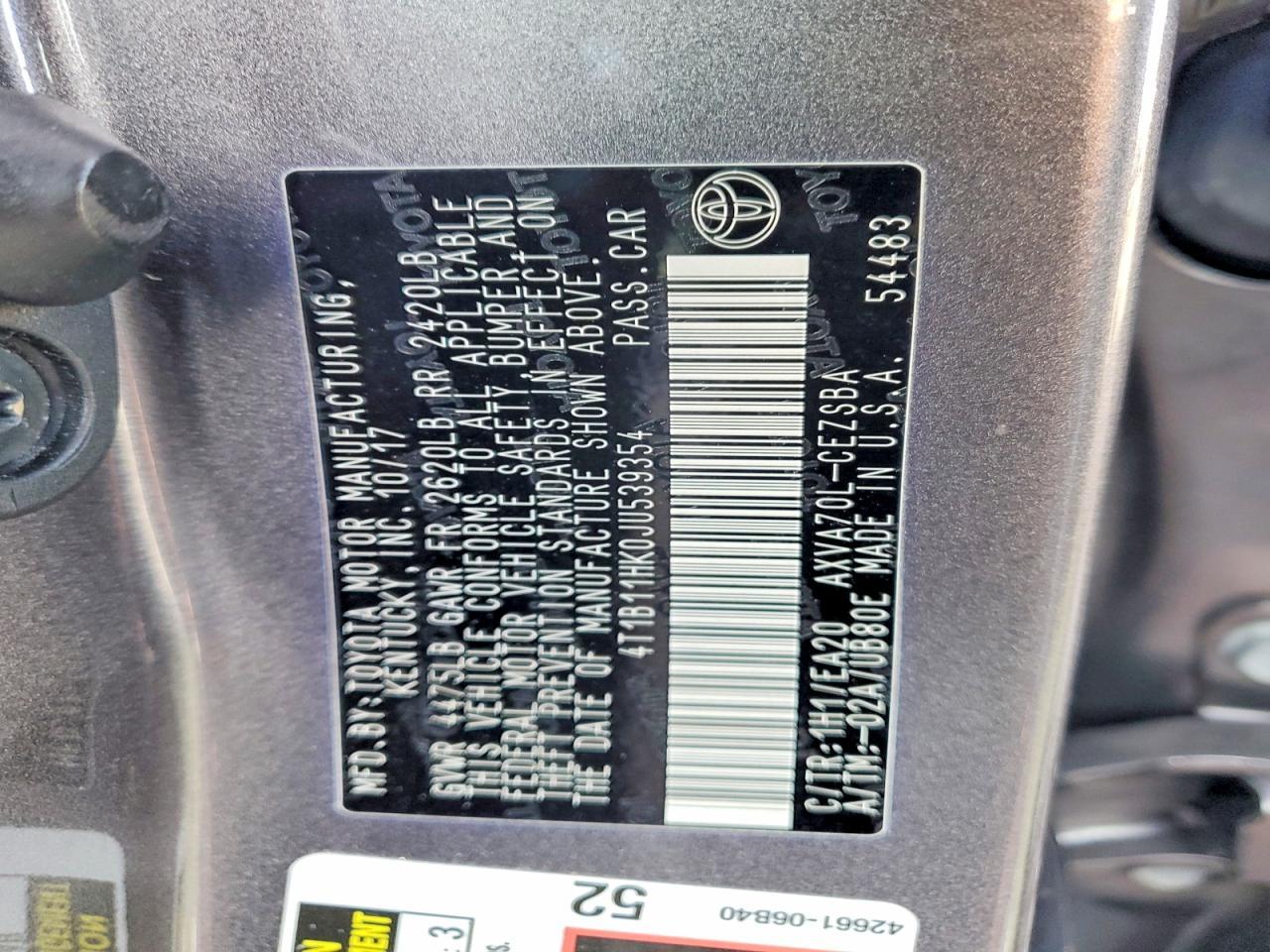 2018 TOYOTA CAMRY