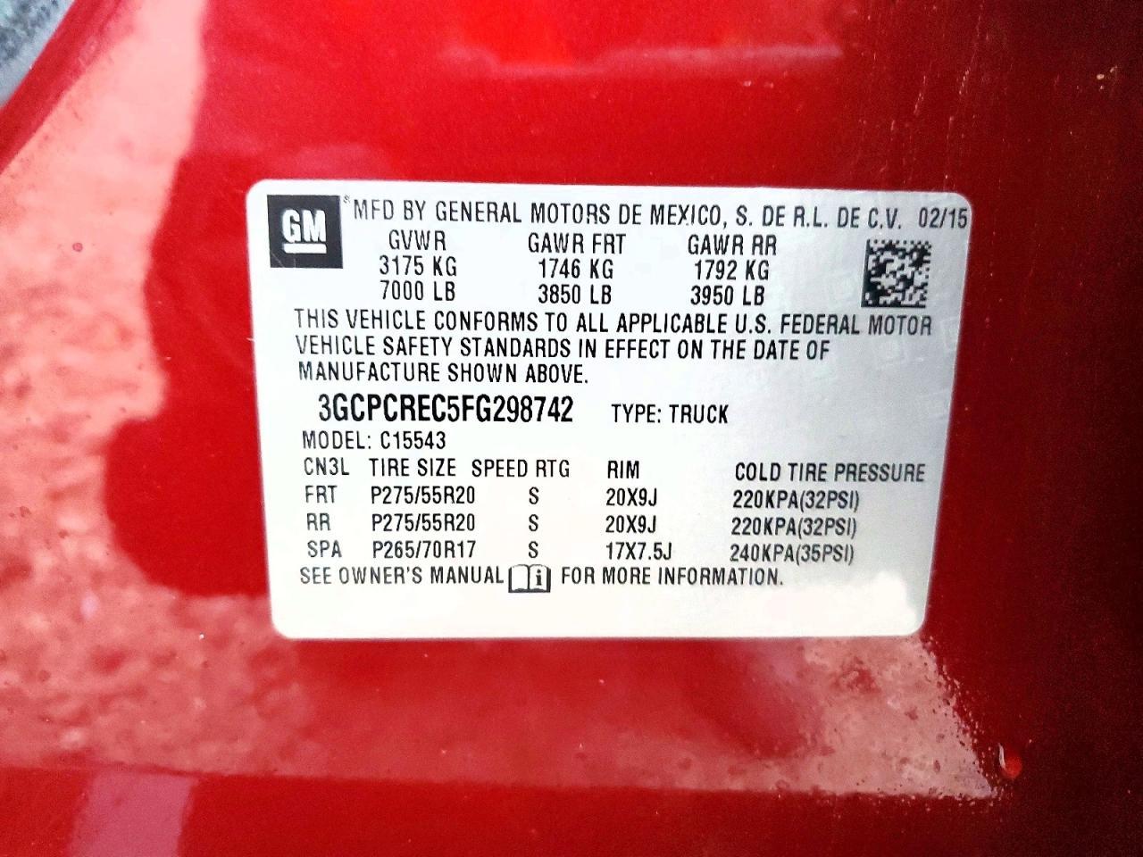 2015 CHEVROLET SILVERADO 1500