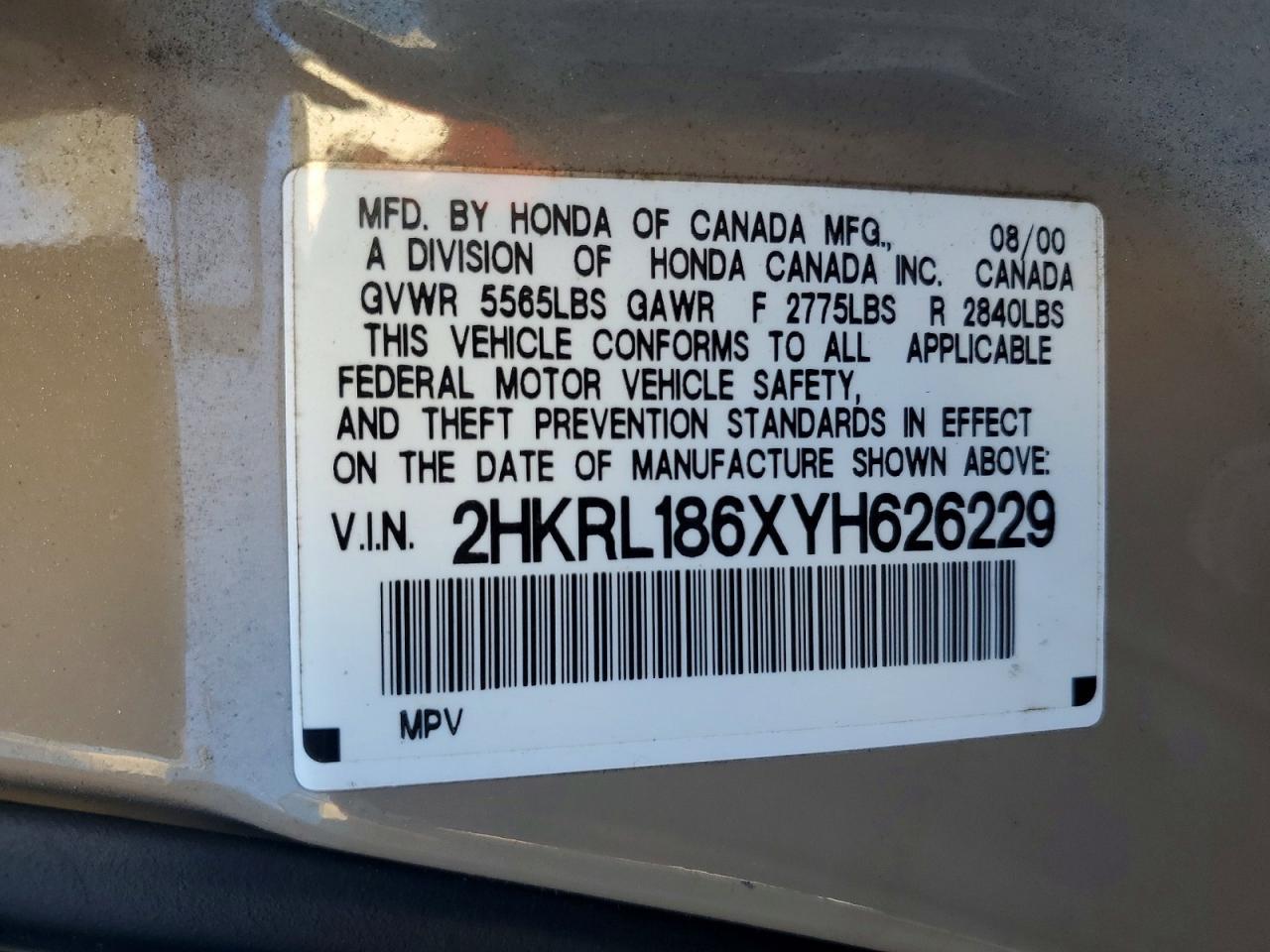 2000 HONDA ODYSSEY