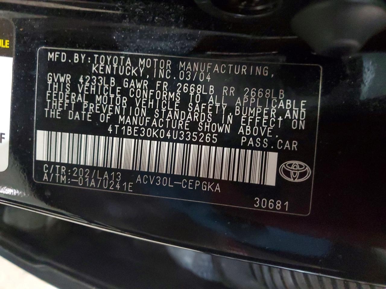 2004 TOYOTA CAMRY