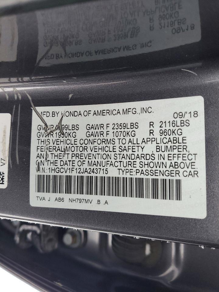 2018 HONDA ACCORD