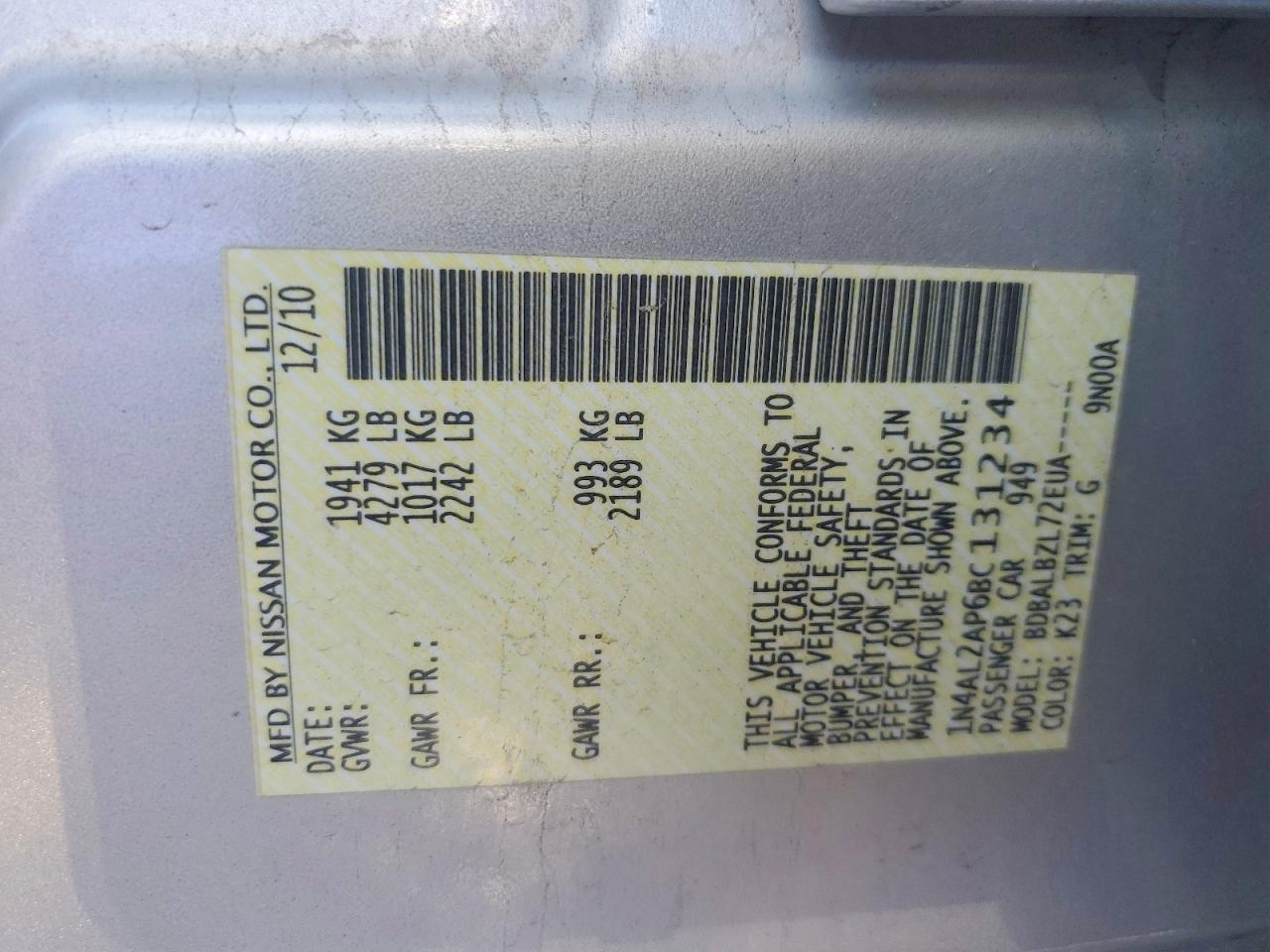 2011 NISSAN ALTIMA