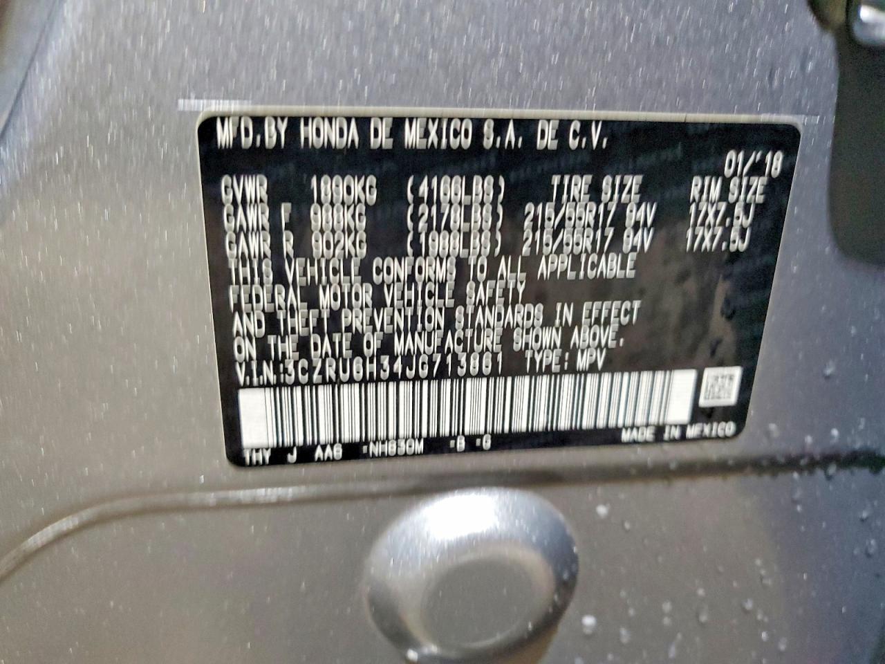 2018 HONDA HR-V