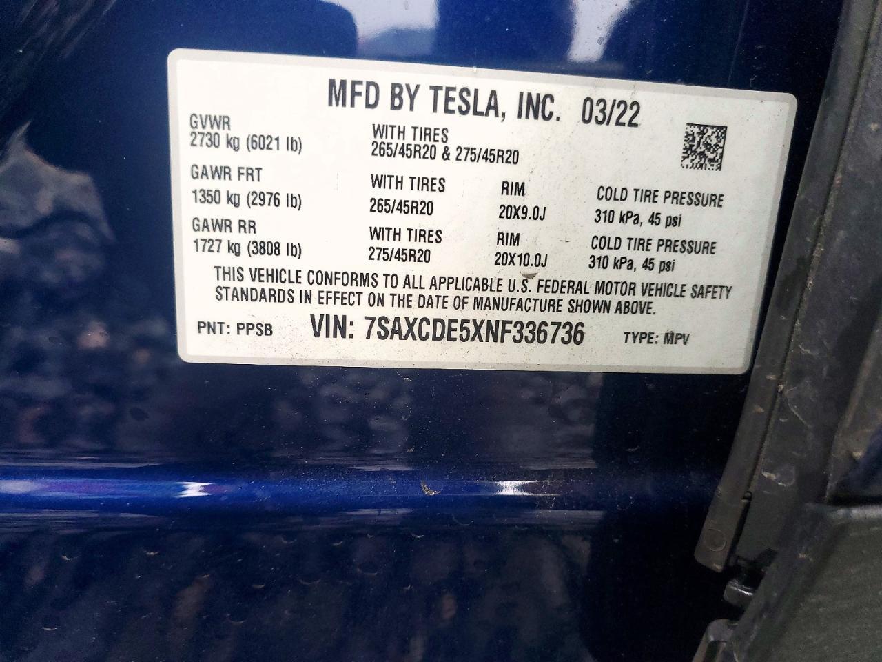2022 TESLA MODEL X
