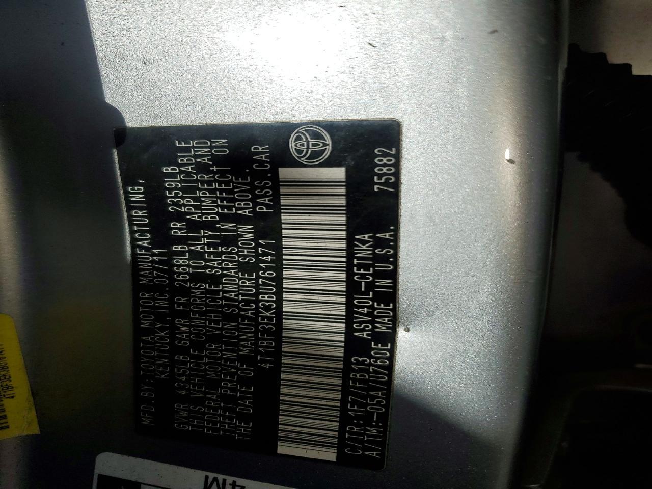2011 TOYOTA CAMRY