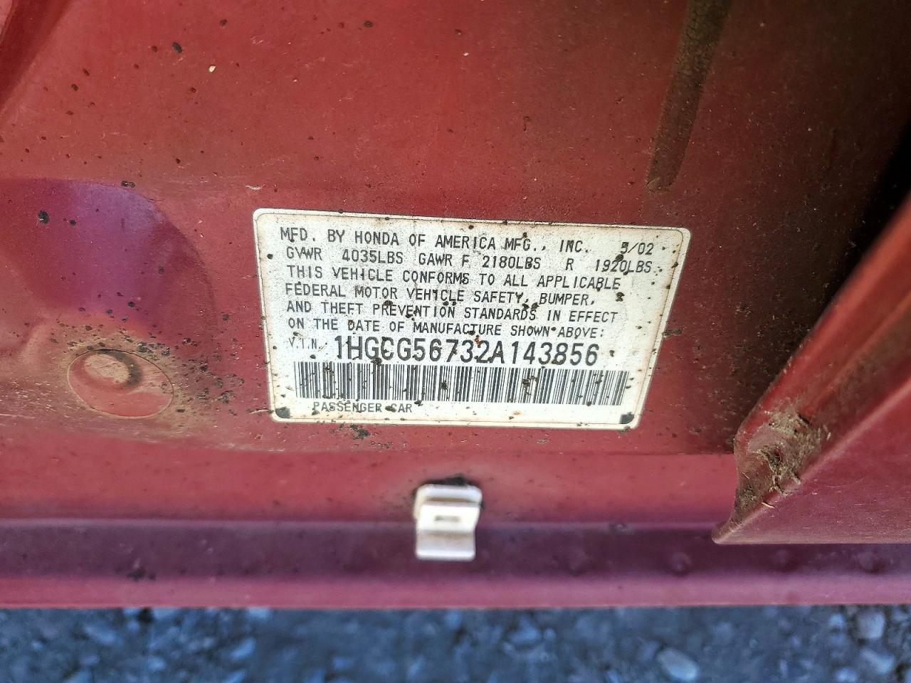 2002 HONDA ACCORD