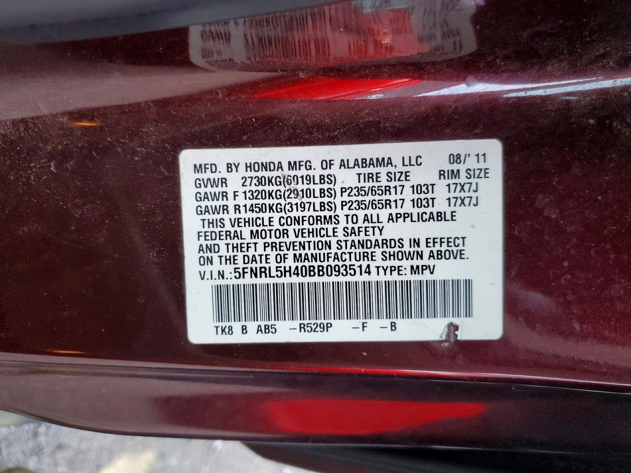 2011 HONDA ODYSSEY