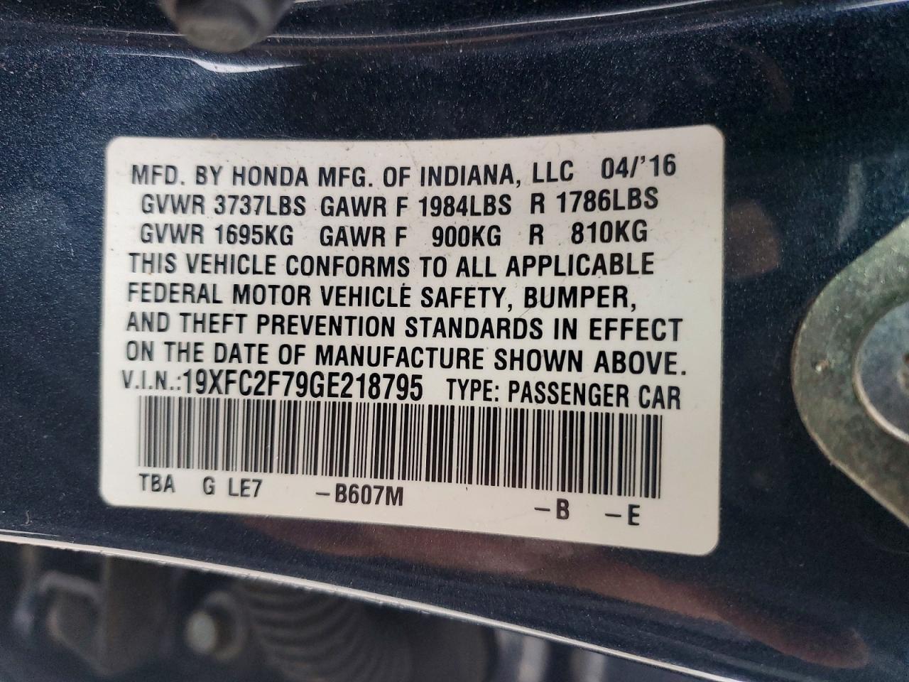 2016 HONDA CIVIC