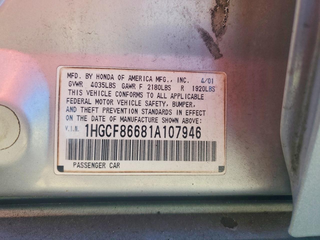 2001 HONDA ACCORD
