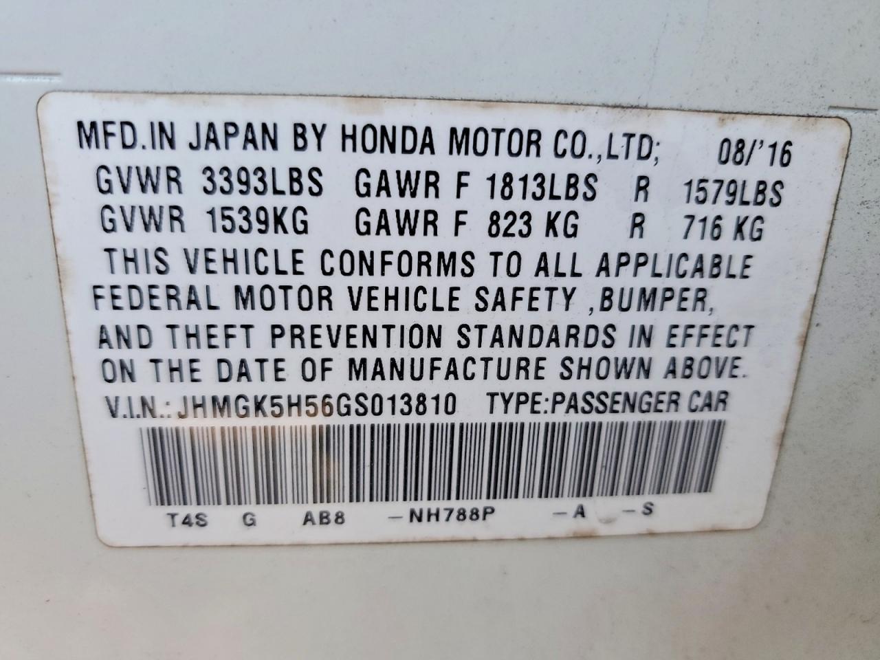 2016 HONDA FIT
