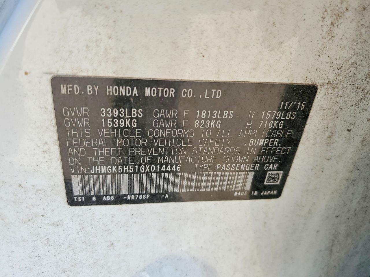 2016 HONDA FIT
