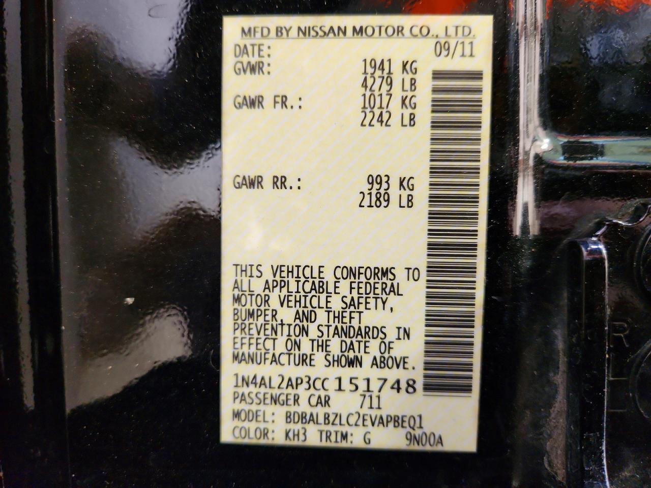 2012 NISSAN ALTIMA
