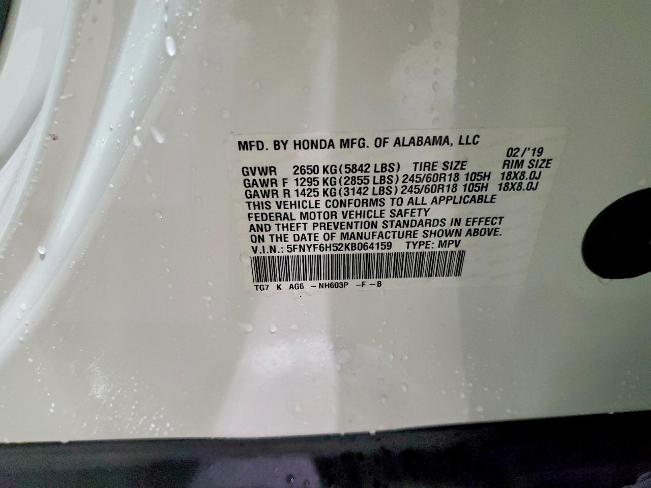 2019 HONDA PILOT