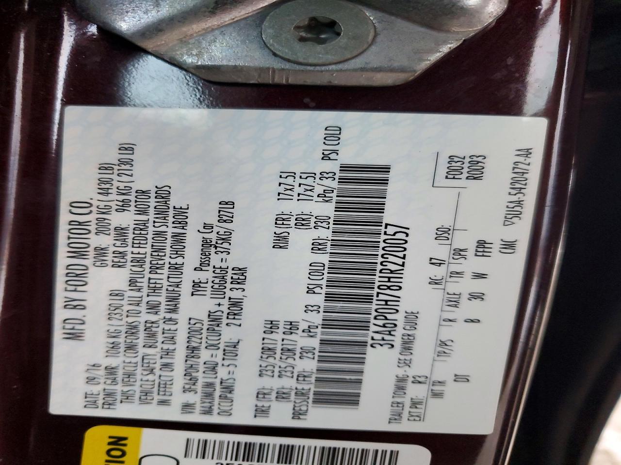 2017 FORD FUSION