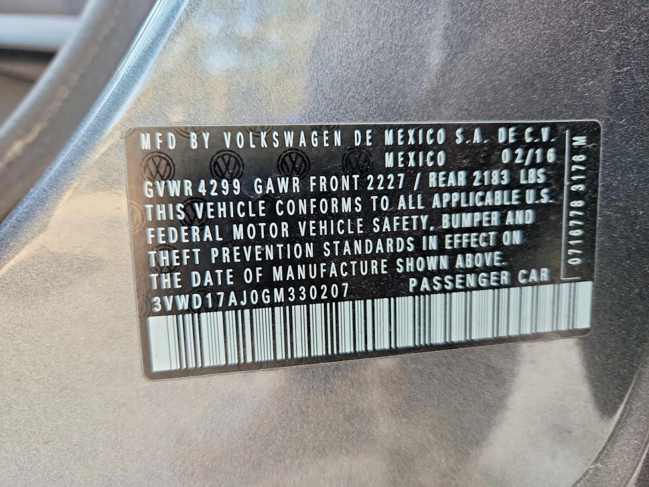 2016 VOLKSWAGEN JETTA