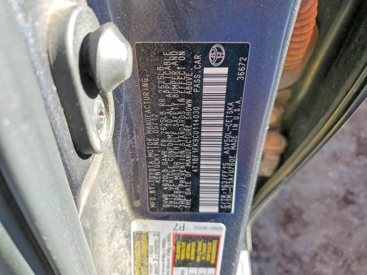 2012 TOYOTA CAMRY