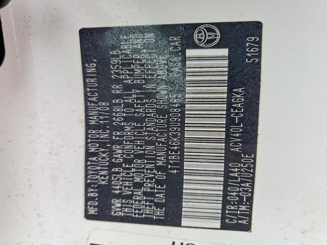 2009 TOYOTA CAMRY
