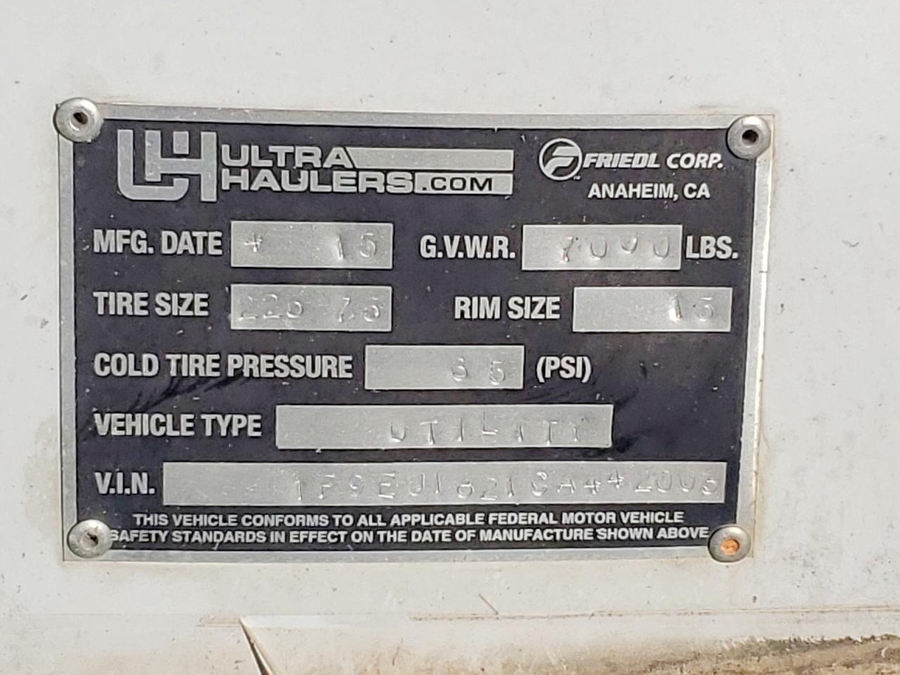 2015 Odr0 Utility Trailer