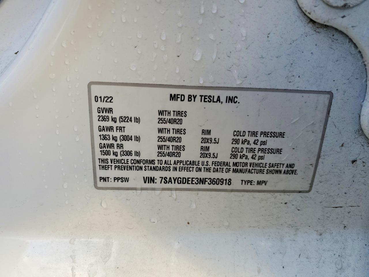 2022 TESLA MODEL Y