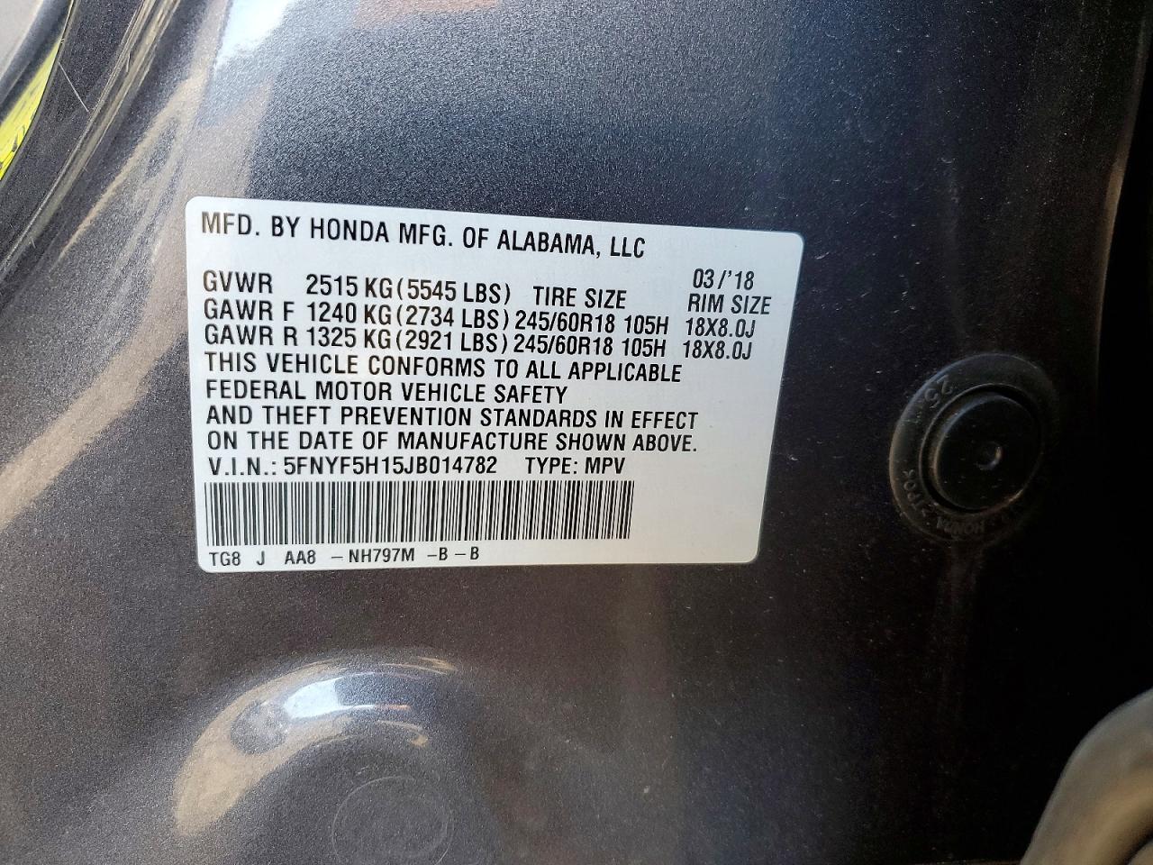2018 HONDA PILOT