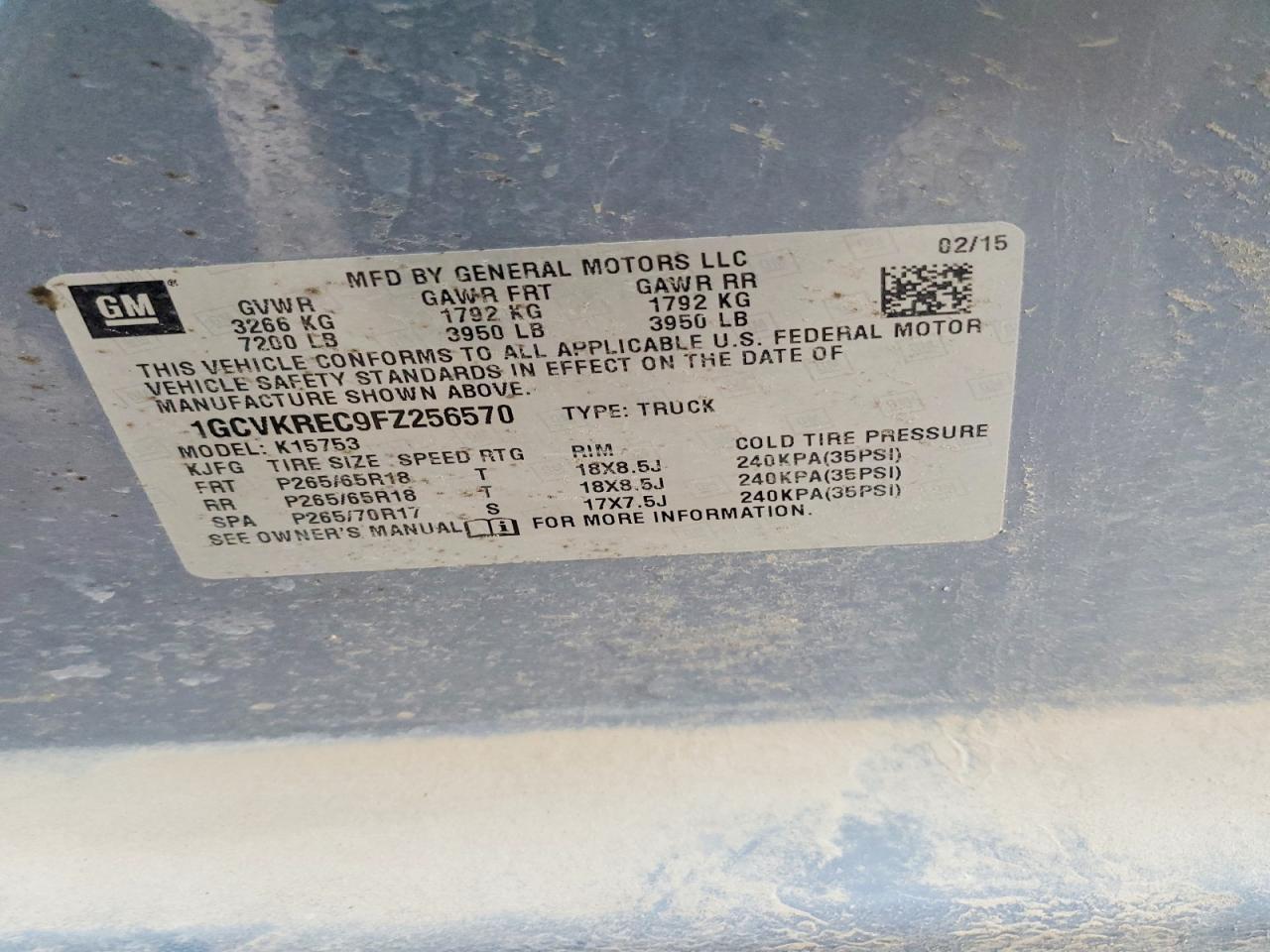 2015 CHEVROLET SILVERADO 1500