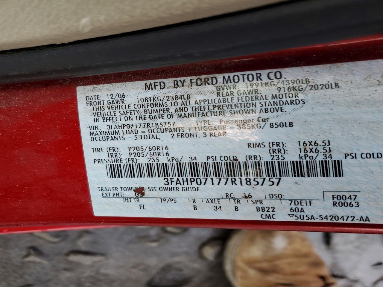 2007 FORD FUSION