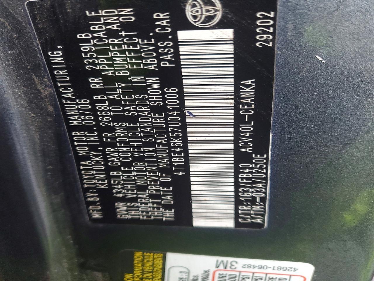 2007 TOYOTA CAMRY