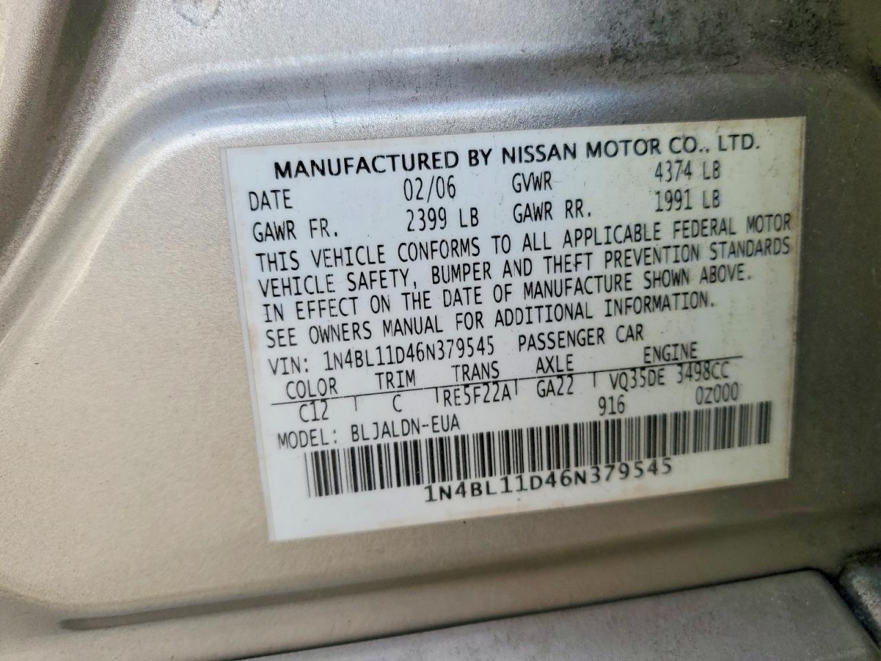 2006 NISSAN ALTIMA