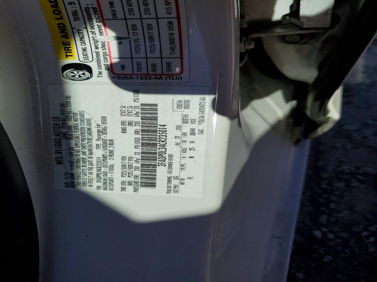 2012 FORD FUSION