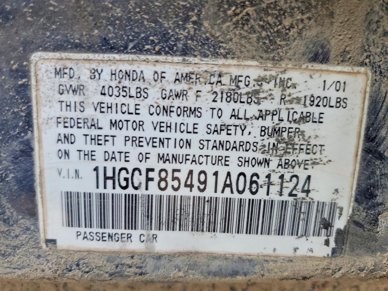 2001 HONDA ACCORD