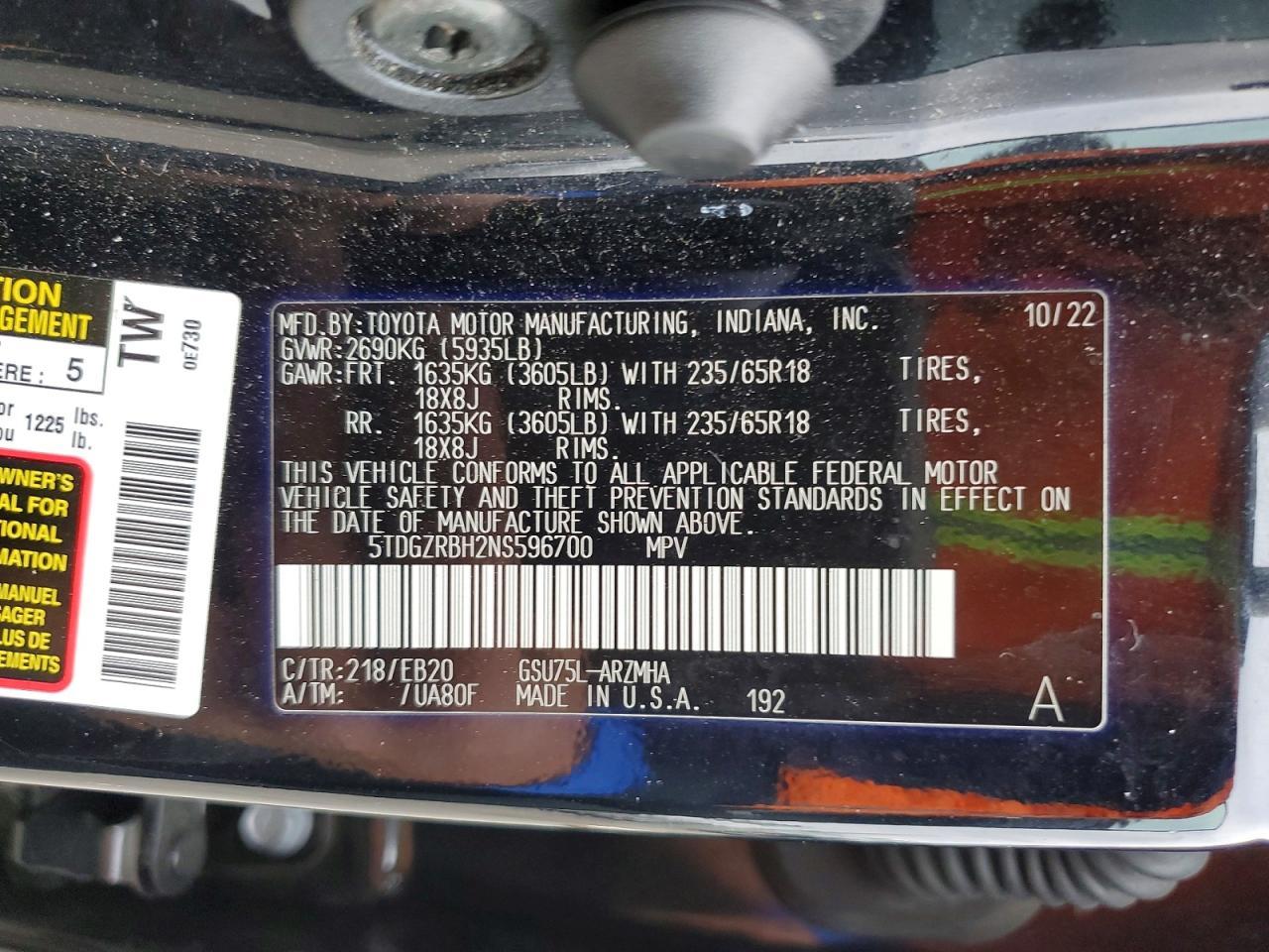 2022 TOYOTA HIGHLANDER