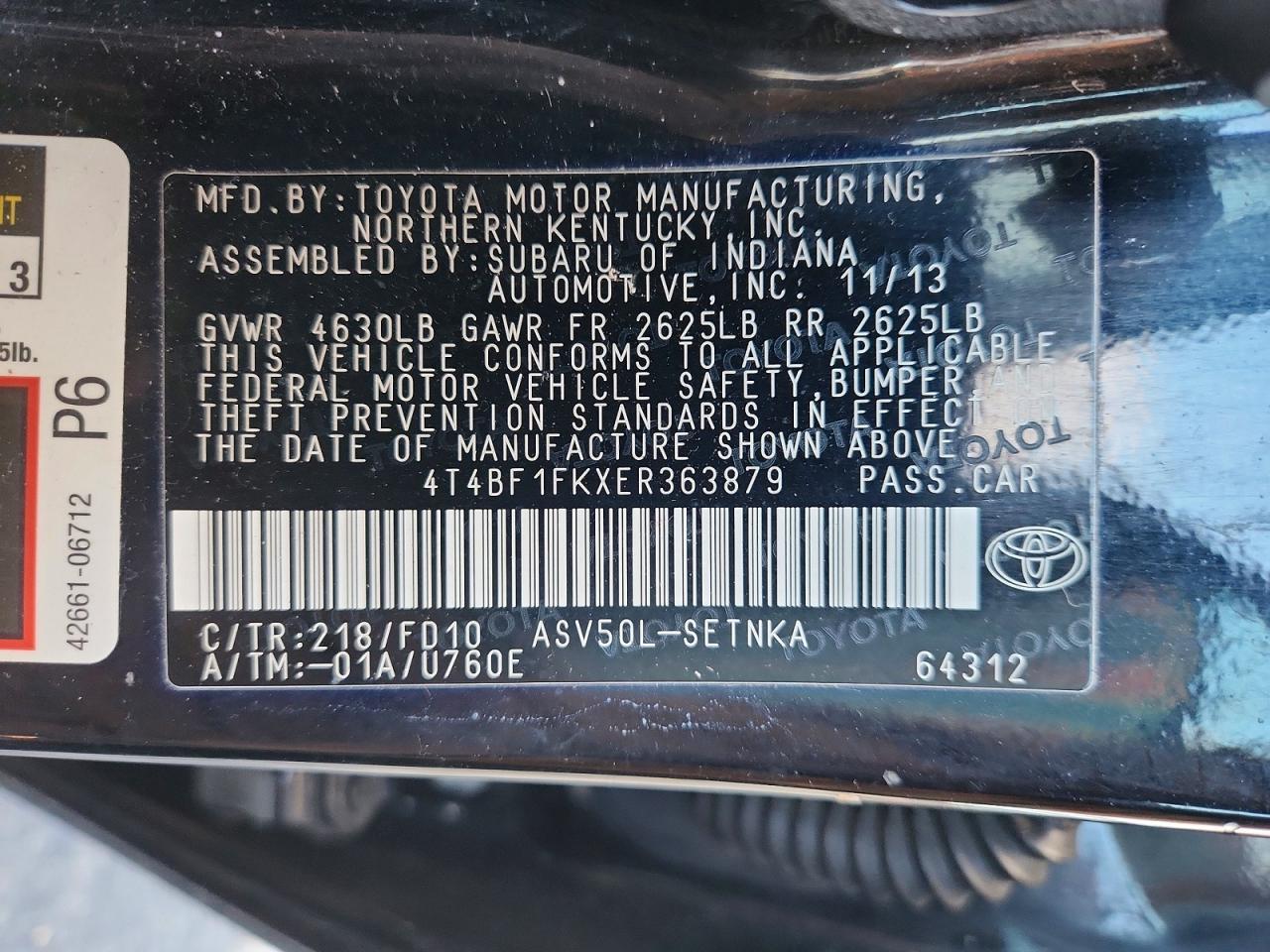 2014 TOYOTA CAMRY