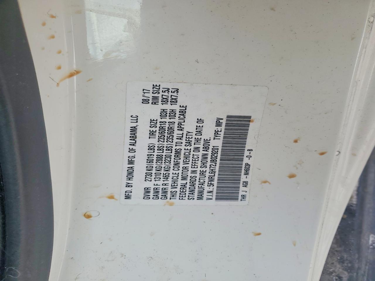 2018 HONDA ODYSSEY