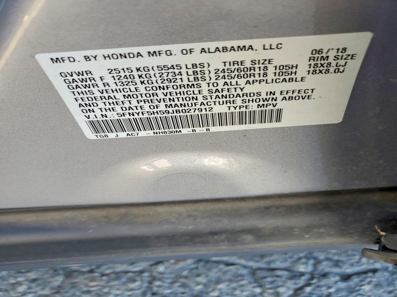2018 HONDA PILOT
