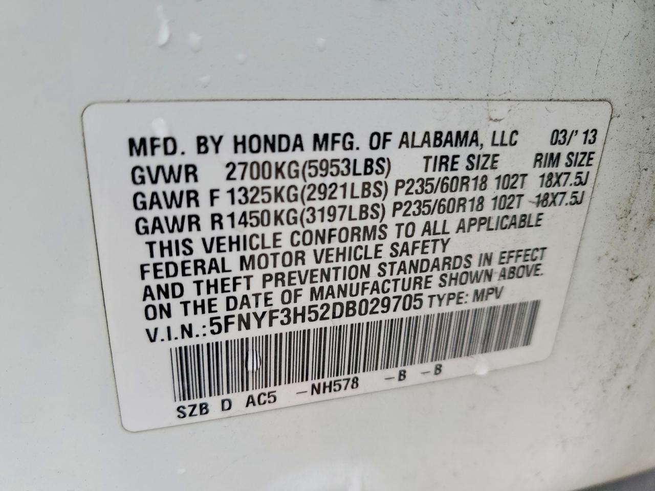 2013 HONDA PILOT