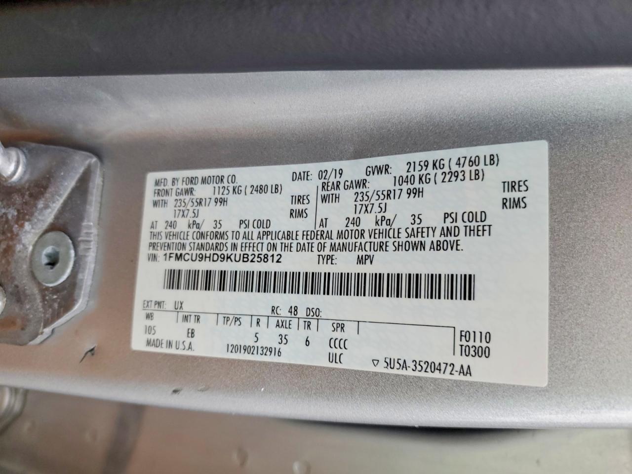 2019 FORD ESCAPE