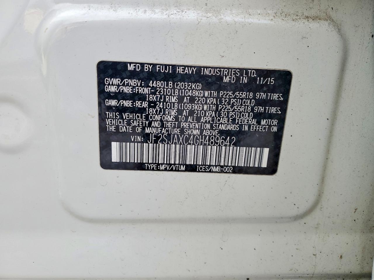 2016 SUBARU FORESTER