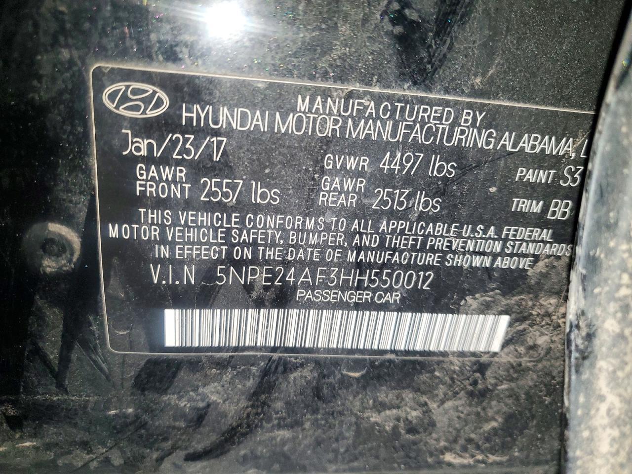 2017 HYUNDAI SONATA