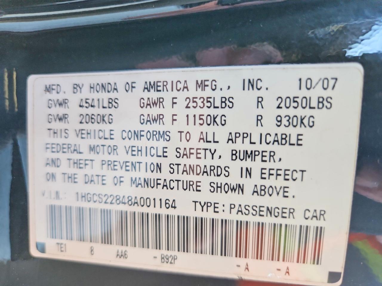 2008 HONDA ACCORD