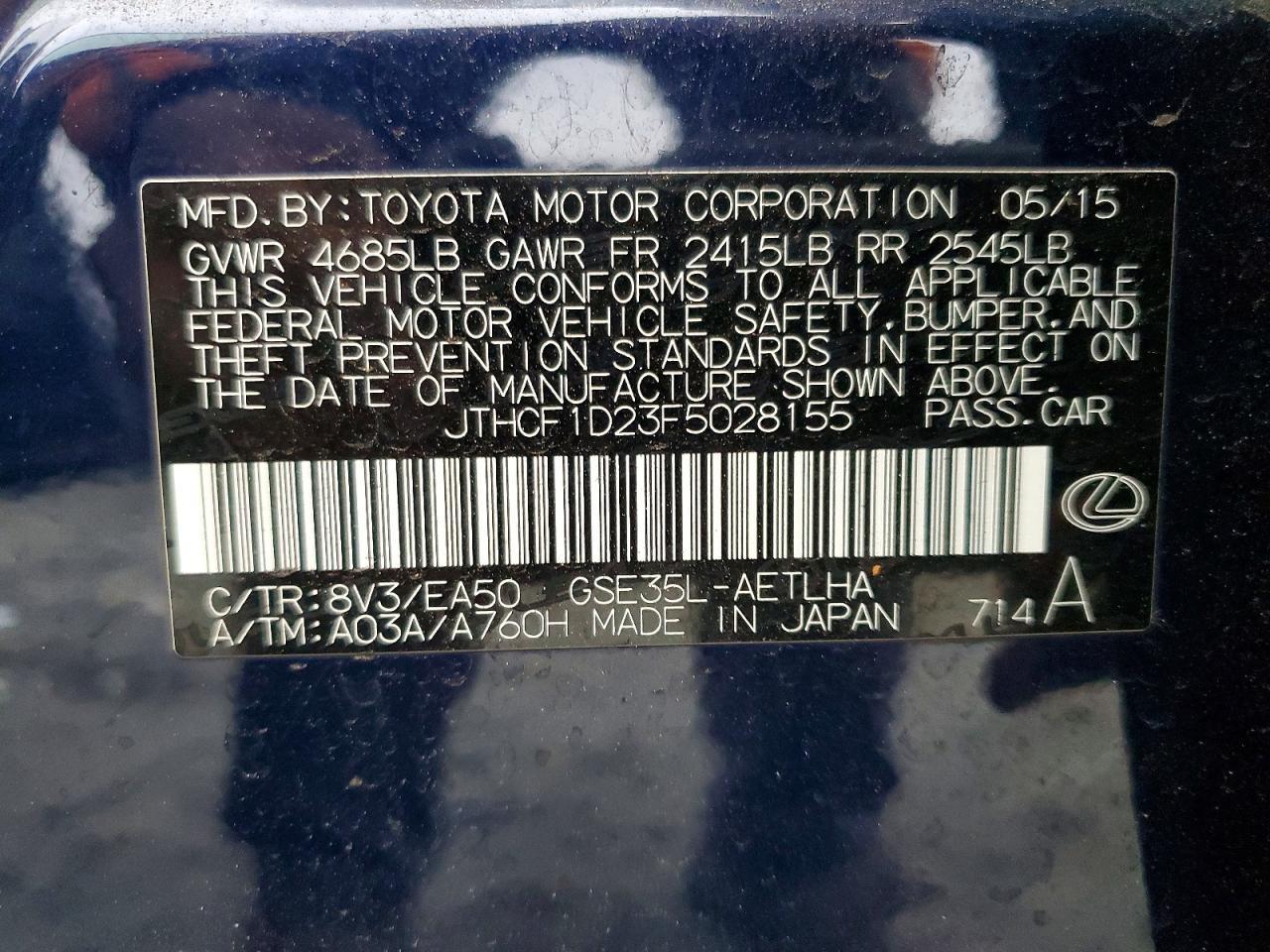 2015 LEXUS IS 250