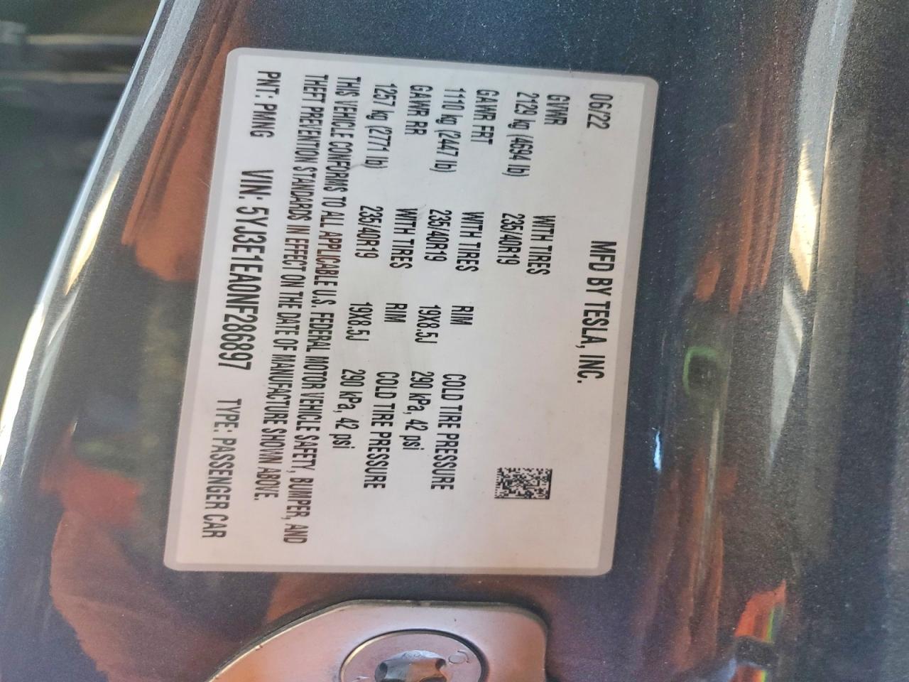 2022 TESLA MODEL 3
